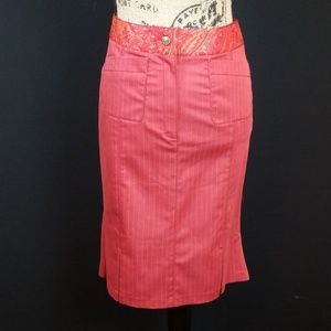 Alain Manoukian red paisley stripe pencil skirt M2